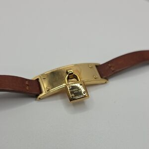 Michael Kors Gold and Brown Leather Bracelet